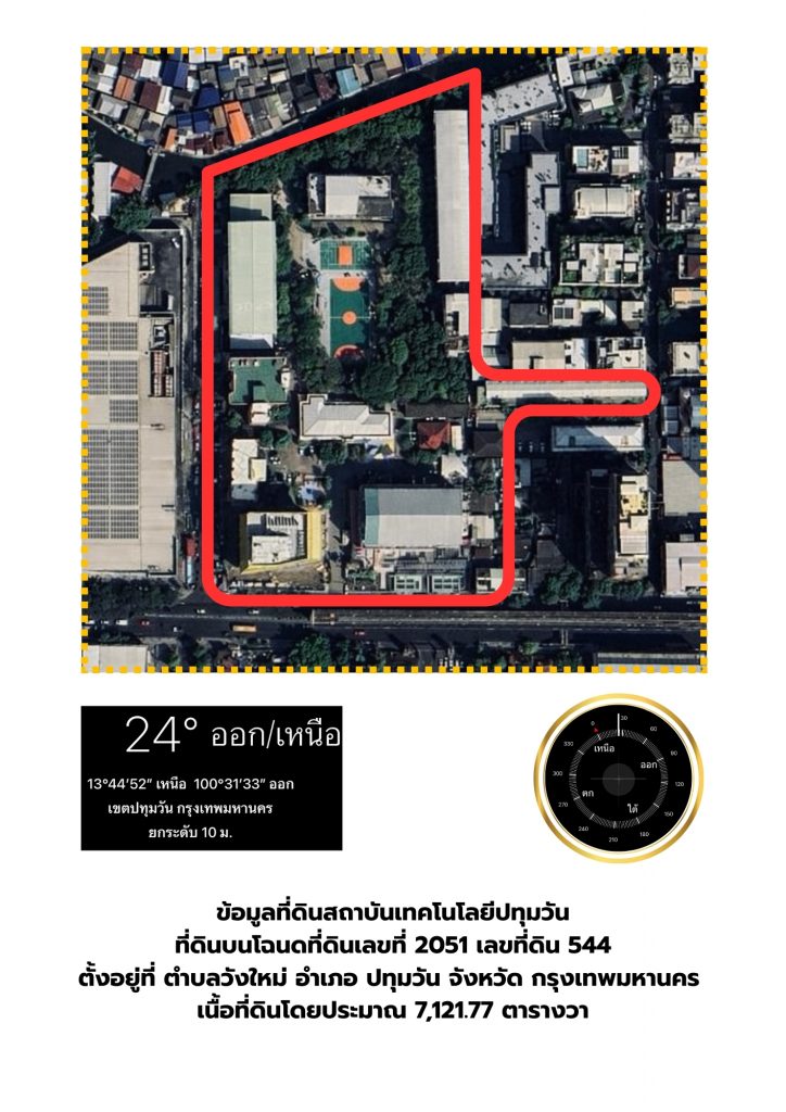 พื้นที่ ขนาดและที่ตั้ง สถาบันเทคโนโลยีปทุมวัน